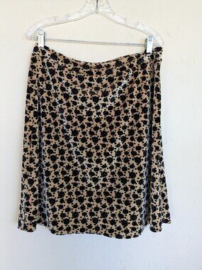 Handmade Sz Large A-Line Stretch Velvet Skirt-32-36" Waist-Floral/Leopard Print